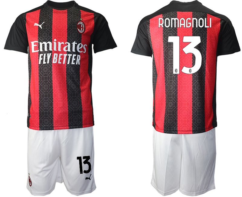 Men 2020-2021 club AC milan home #13 red Soccer Jerseys